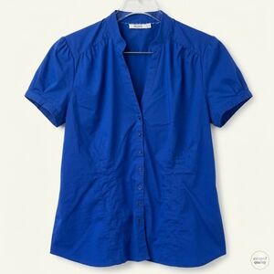 Ricki's Cobalt Blue Short Sleeve Button Down Blouse Size 16